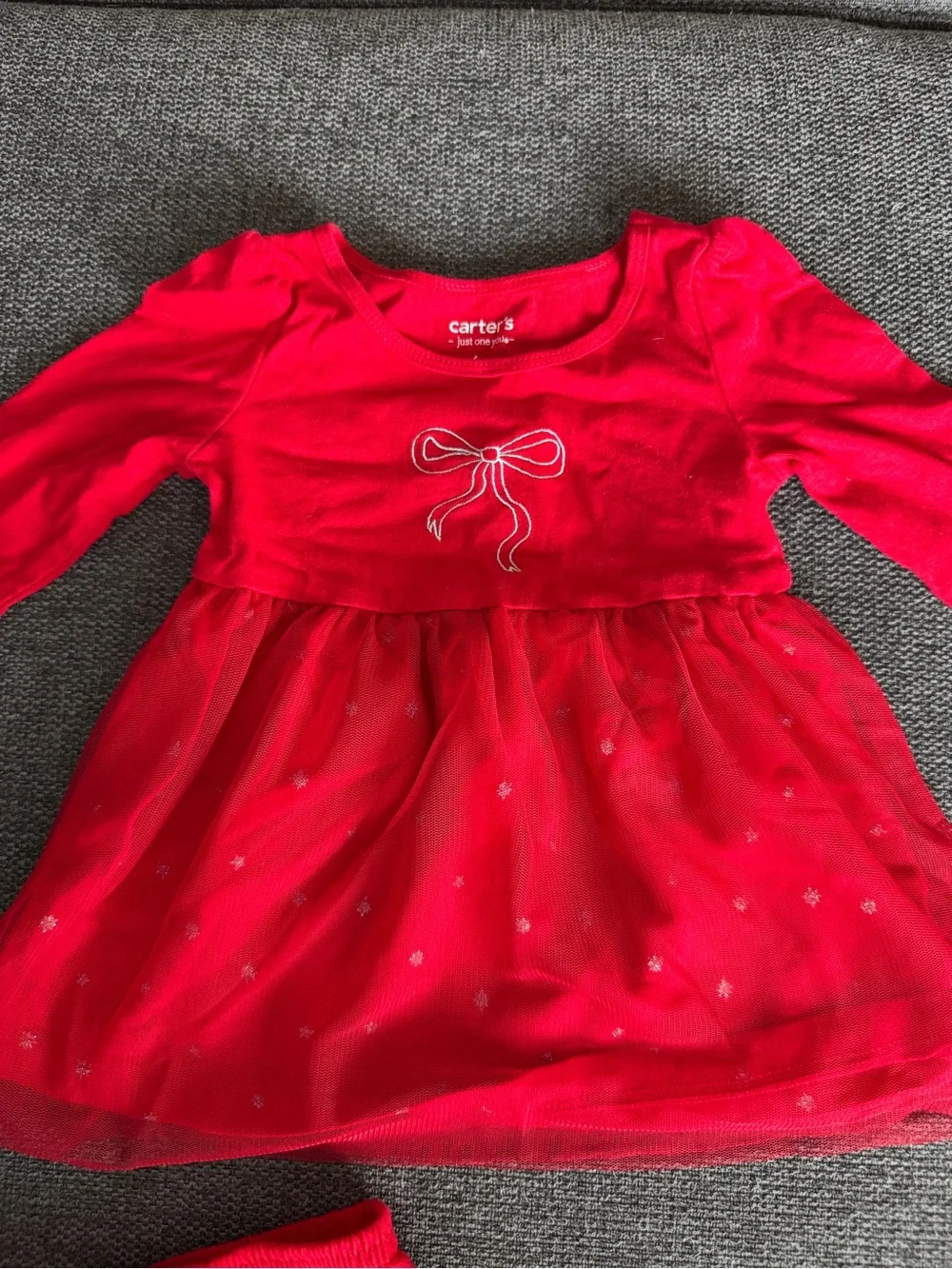 6M Carter's Red Long Sleeve Tulle Dress with Bloomers